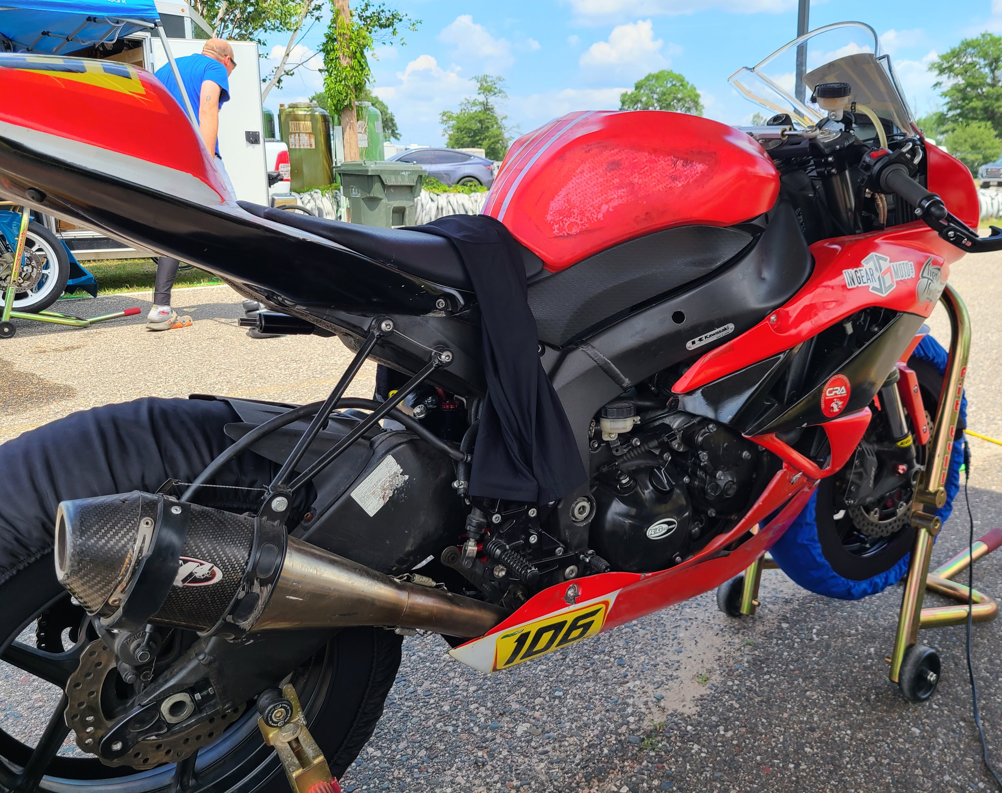 My ZX6R at the track before the engine issues
